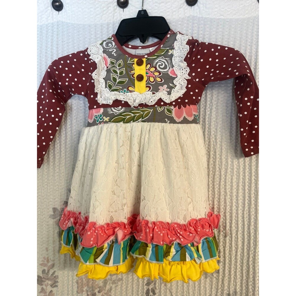Adora-Bay Ruffled Patchwork Dress 2T